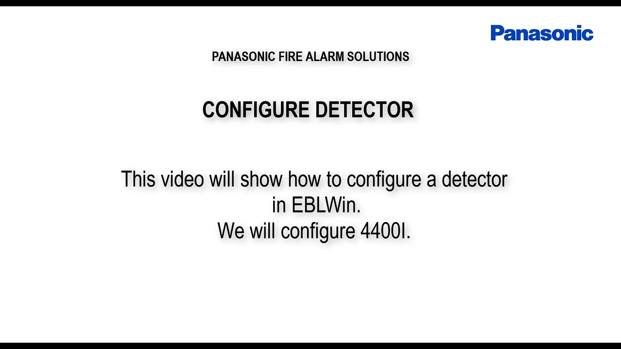 How to configure a detector in EBLWin | Panasonic