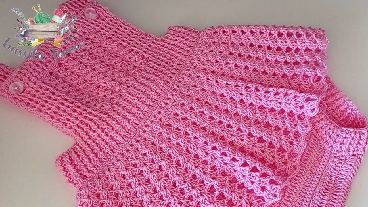 JARDINERA TEJIDA A CROCHET PARA BEBÉ  - PASO A PASO -TEJIDO FÁCIL - TUTORIAL - 3 A 6 MESES