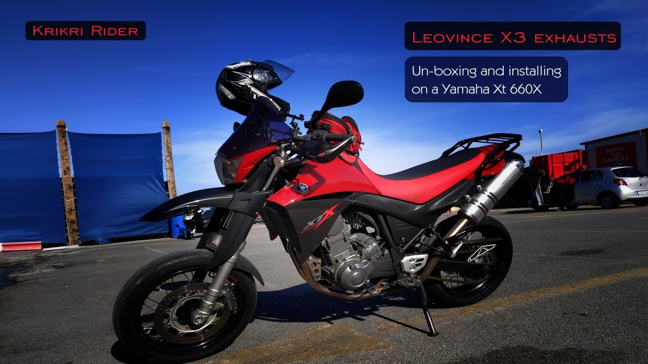 Leovince X3 exhausts . Un-boxing and installing on a Yamaha Xt 660X (sound samples)