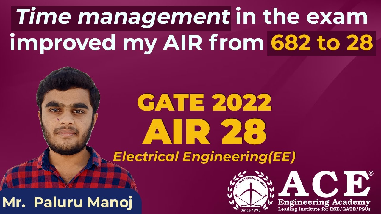 Mr. Paluru Manoj: Time management in the exam improved my AIR from 682 to 28 | AIR 28 GATE 2022 (EE)
