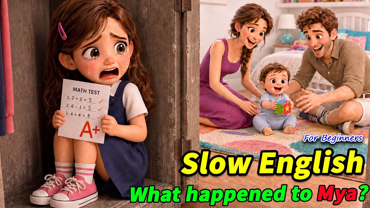 😢 Mya Got an A+&hellip; But Her Family Didn&rsquo;t Notice Her! 💔👶| Slow English Listening Story (A2)