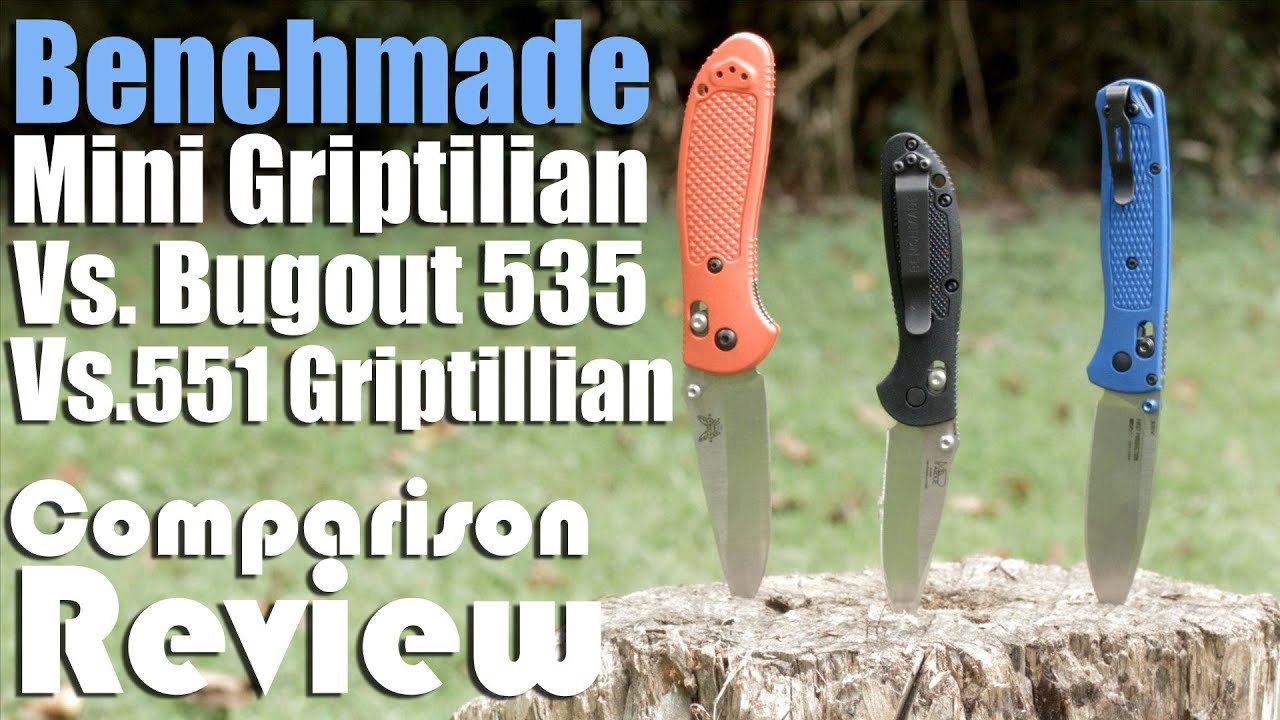 Benchmade 556 Mini Griptillian Vs. Bugout 535 vs 551 Grip Comparison Review