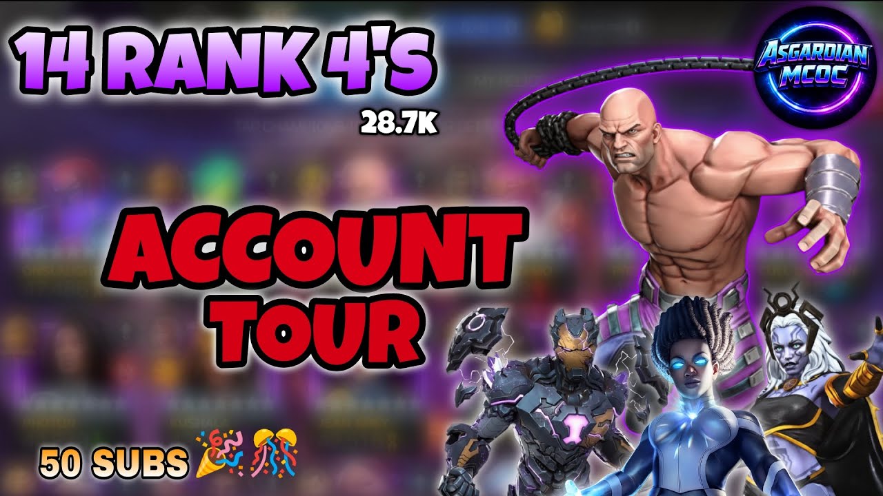 50 SUBS SPECIAL 🎉 14 RANK 4s + 28.7K Prestige ( FTP ) Account Tour 😳 | MCOC 