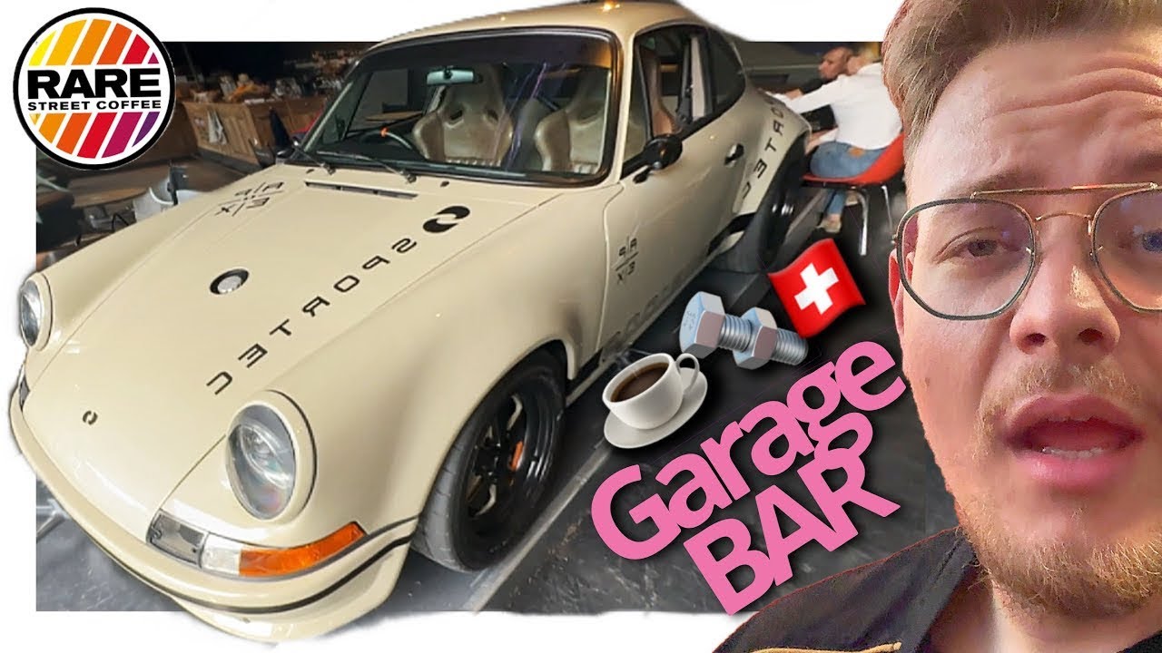 🇨🇭 PORSCHE, Ferrari, GTR en el GARAGE BAR más genial de SUIZA ‼️RARE STREET Coffee