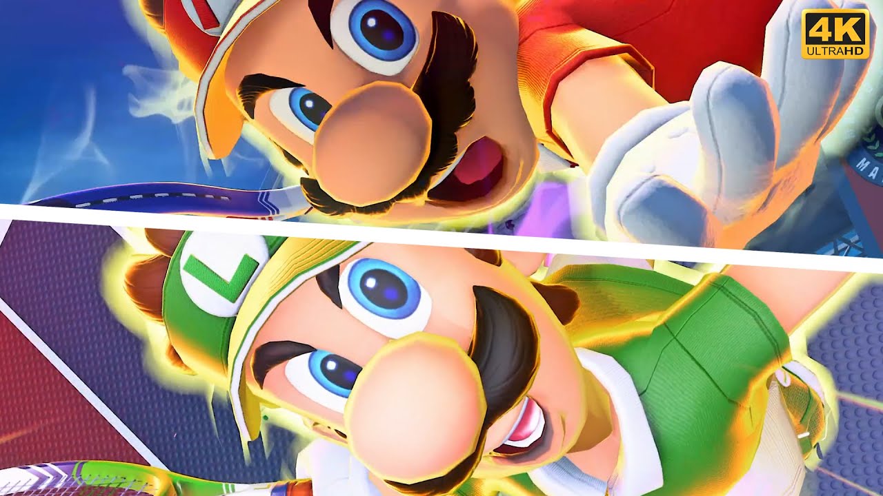 Mario Toad Vs. Boom Boom Dry Bones - Mario Tennis Aces ⁴ᴷ