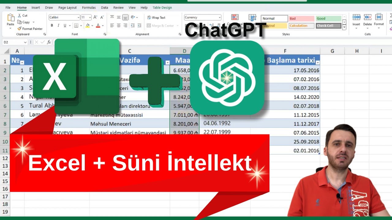 Excel dərs-9, Excel + ChatGPT