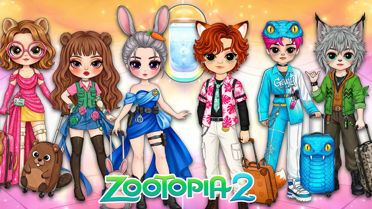 Huntrix & Saja Boys Couple Glow Up in Zootopia 2 AirPlane Fashion | DIY Fashion Paper Dolls