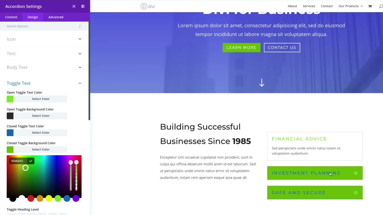 Divi Accordion Module