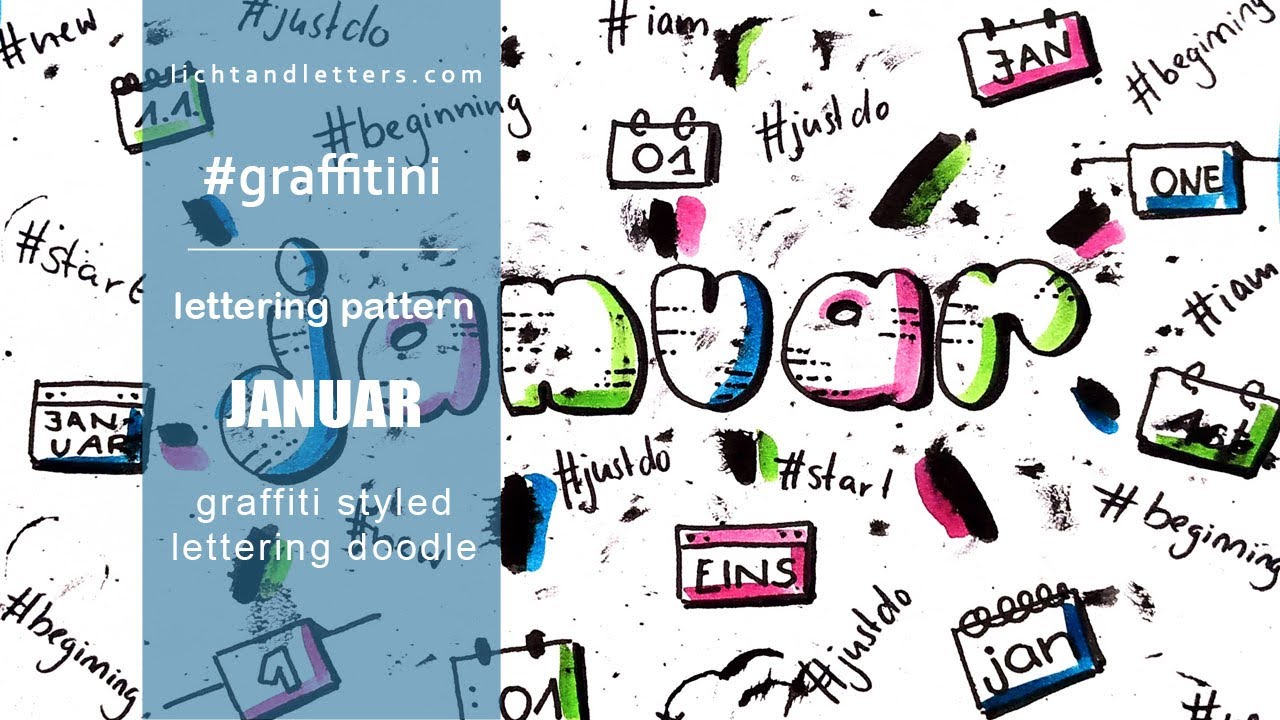 graffitistyle lettering doodle for January