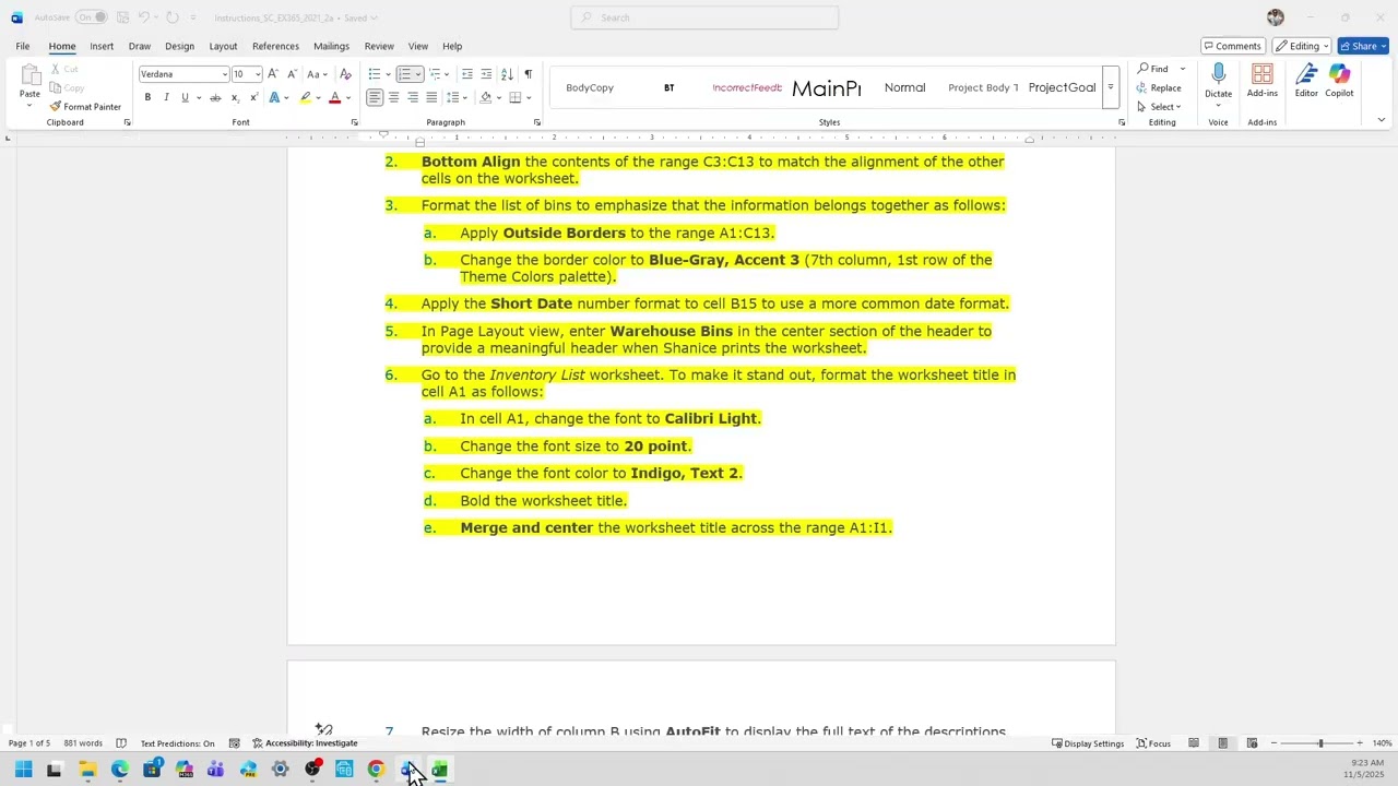 Excel 365/2021 Module 2 Project 2a Roadrunner Online
