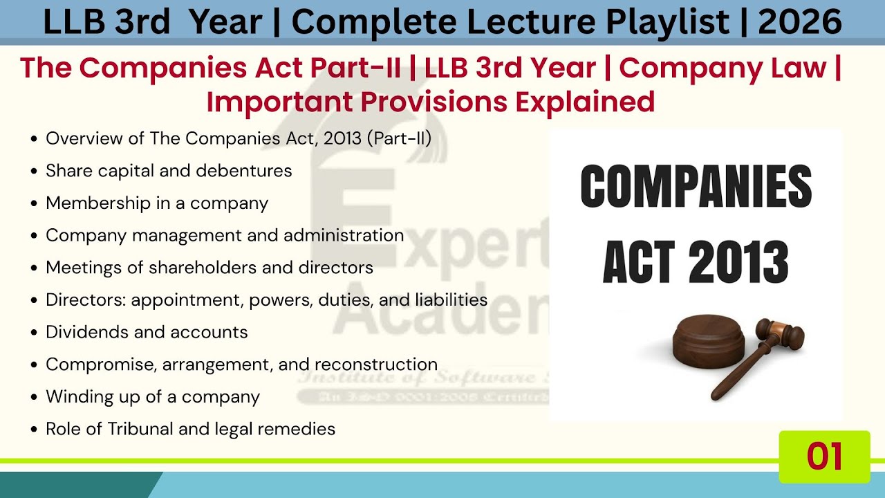 The Companies Act Part-II | LLB 3rd Year | Company Law | Important Provisions Explained