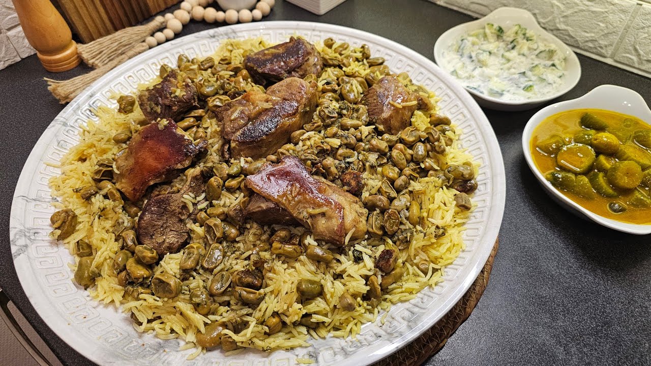 مقلوبة غير شكل طعم يستحق التجربة😋 | مقلوبة بالباقلاء | مقلوبة فول | ربيعية | مقلوبة لحم