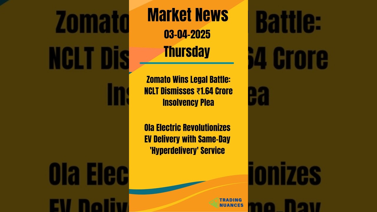 📢 Latest Stock Market News |Company Updates & Business Insights| Trading Nuances 03-04-2025 Thursday