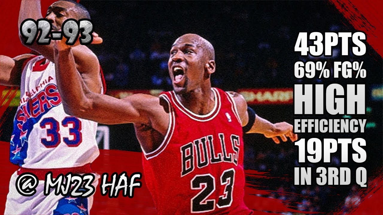 Michael Jordan Highlights vs 76ers (1993.03.24) - 43pts, Carrying the team, 19 in the 3RD Q!