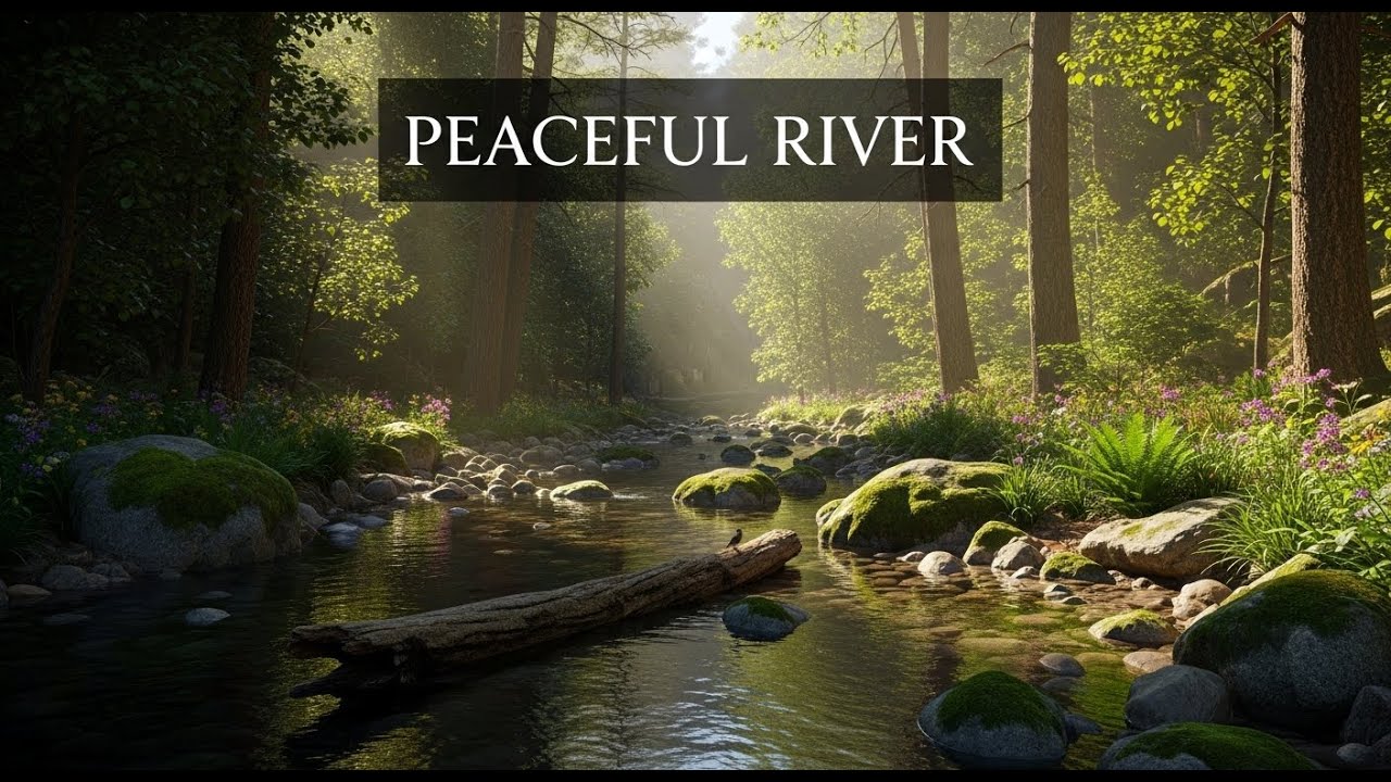 Peaceful Flowing River 🌊 Natural Ambience Sound for Deep Sleep and Stress Relief #966