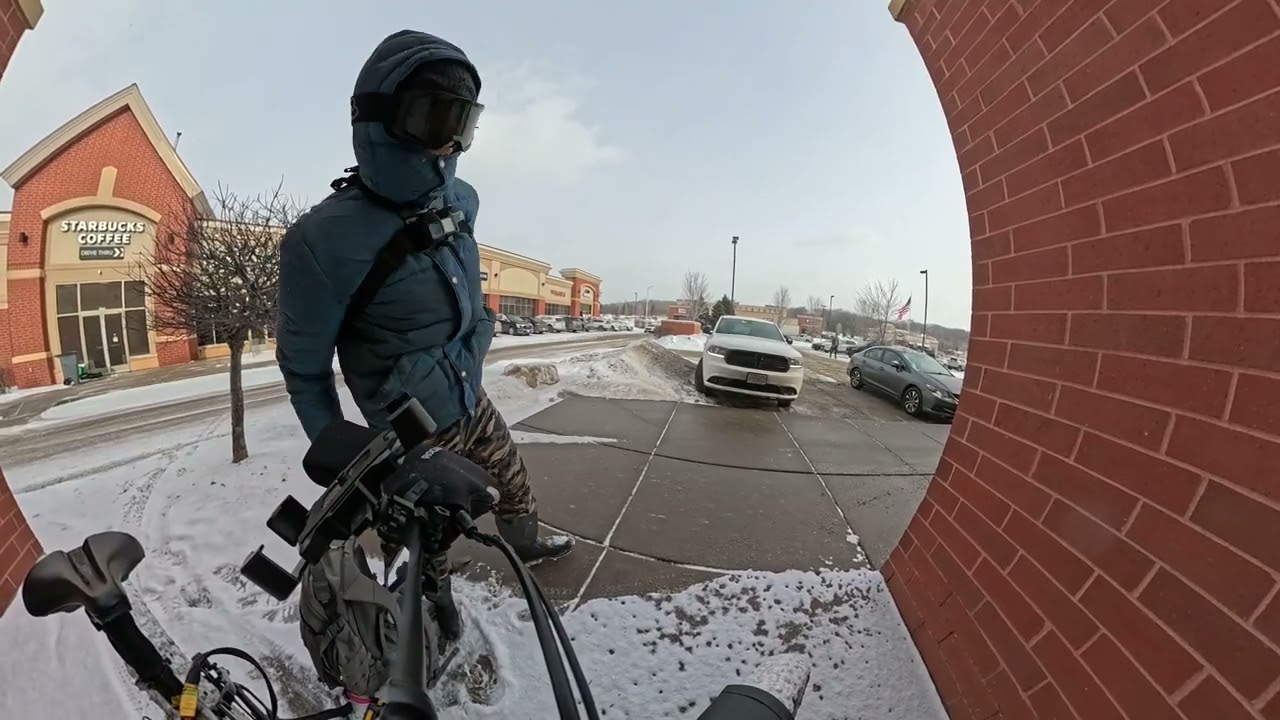 Dual Hub AWD E-Bike Snowy AF Burrito Run with GoPro MAX 2 sans Wind Noise