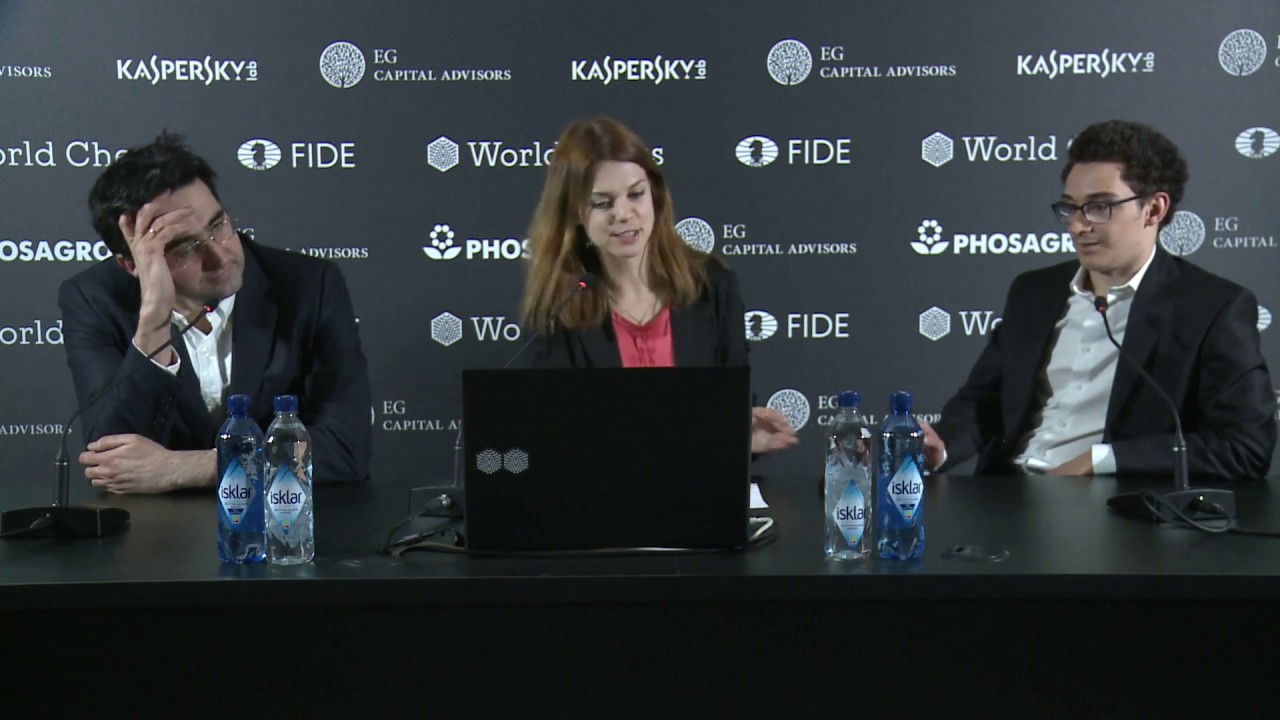 Round 4. Press conference with Kramnik and Caruana