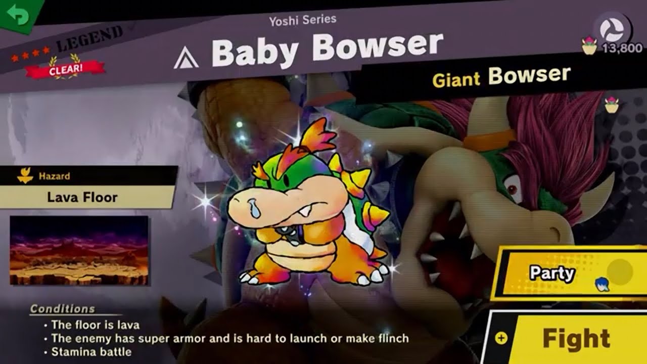 Super Smash Bros. Ultimate - Baby Bowser w/ No Spirits (Max Score of 1,380,000)