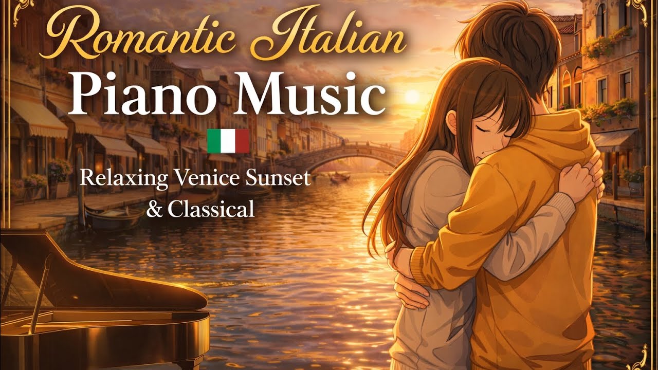 Romantic Italian Piano Music 🇮🇹 | Relaxing Venice Canal Sunset | Classical Piano Love Atmosphere