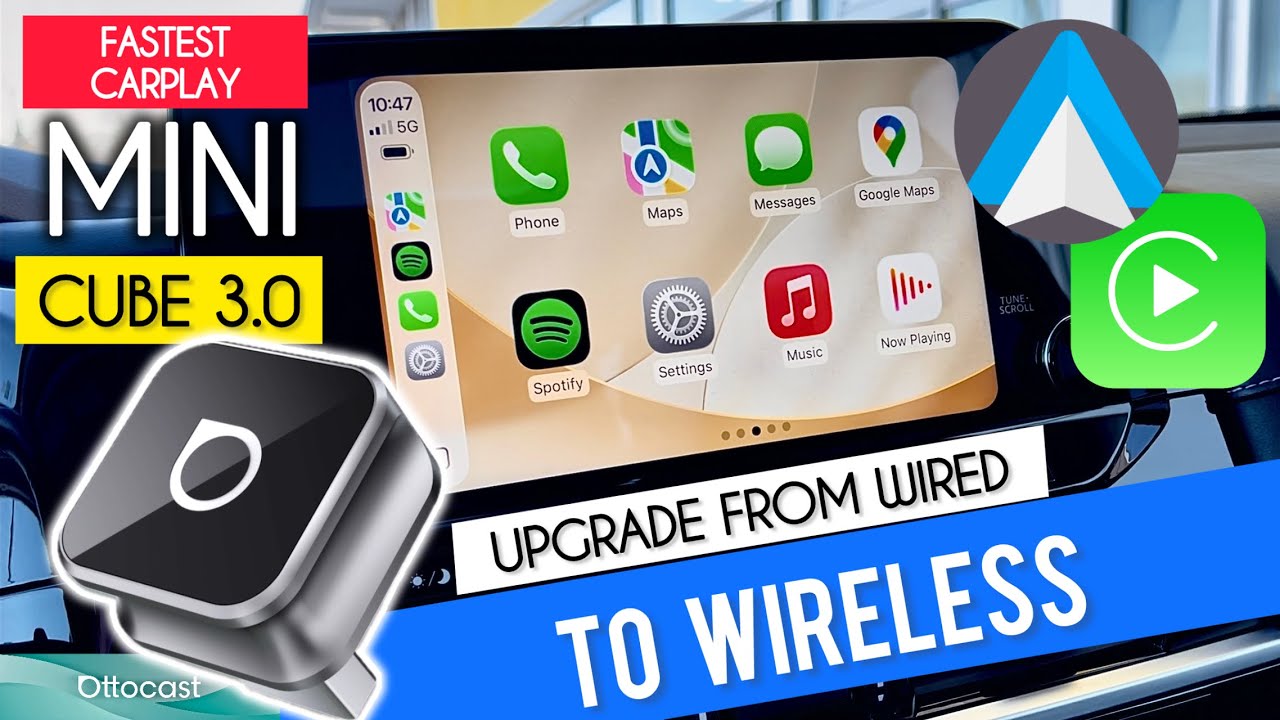 Беспроводное подключение CarPlay и Android Auto за считанные секунды! Ottocast Mini Cube 3.0