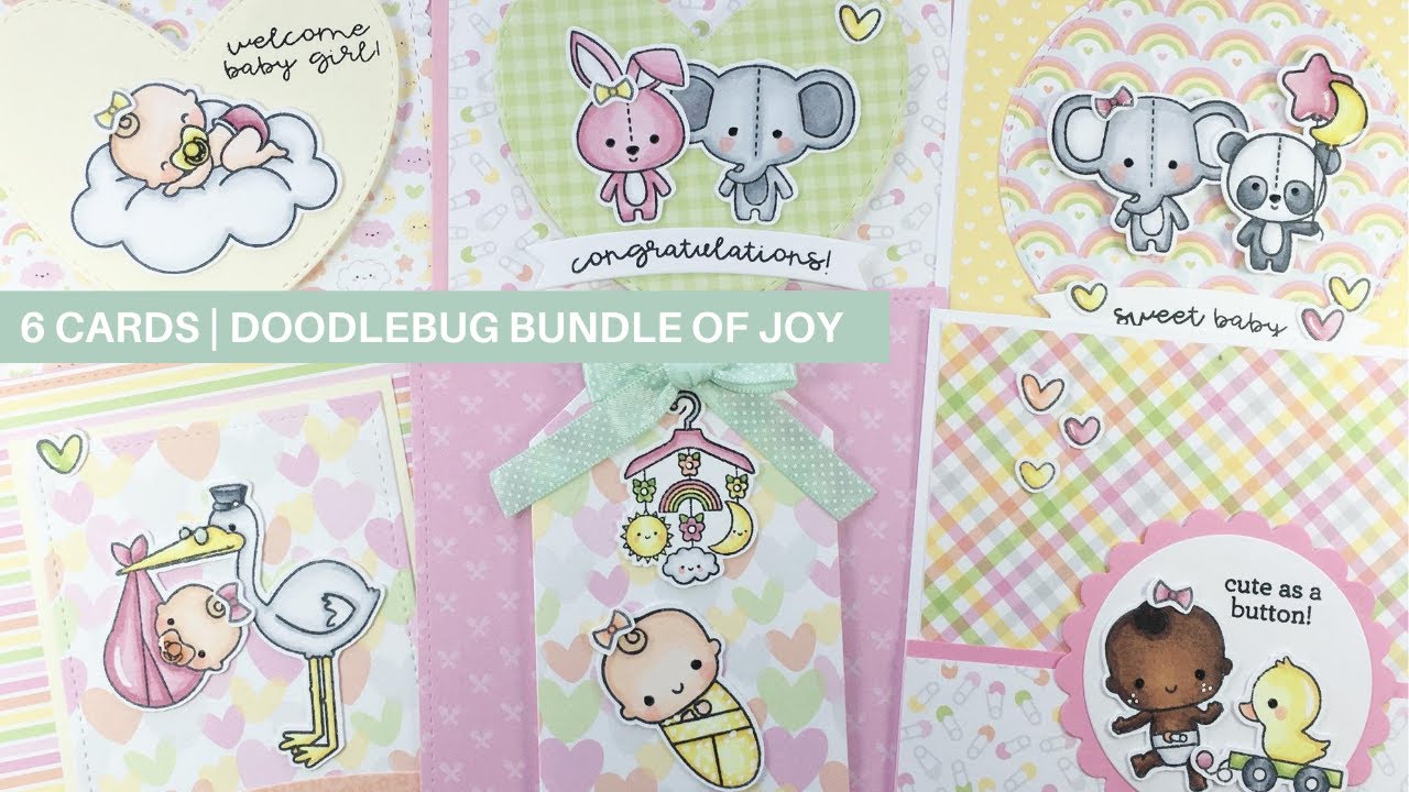6 Cards | Doodlebug Design Bundle of Joy | Baby Girl | 6x6 Paper Pad