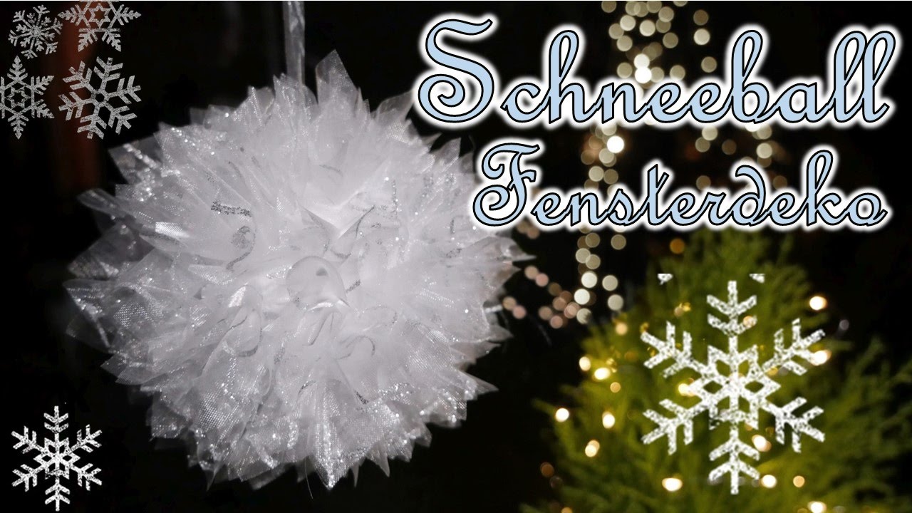 Schneeball Fensterdeko basteln | Christbaumkugel aus Stoff | Winterdeko