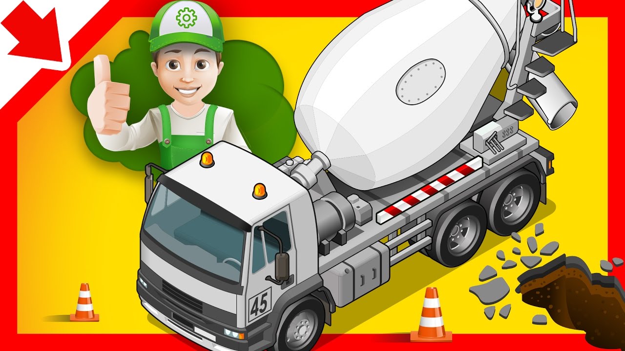 Pengaduk beton Anak. Kartun Pengaduk beton. Kartun pendidikan. Mobil Kartun baru. Film truk Kartun.