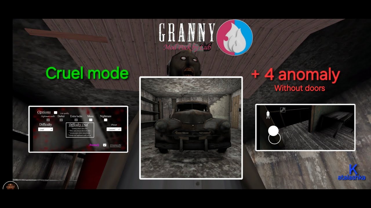 Granny mod pack by LUB - Cruel mode. Car escape + 4 anomaly (without doors).