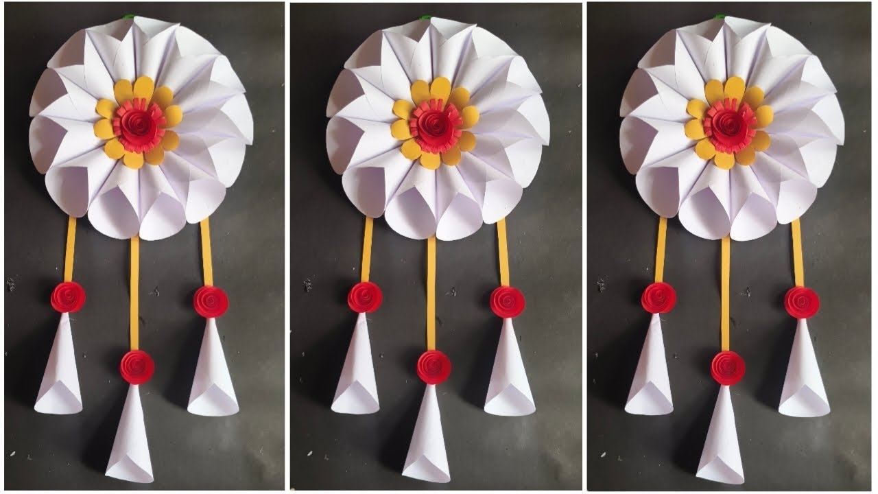 Quick & Easy Paper Wall Hanging Decor Ideas / Heart Flower Wall decor / paper flowers #diy #craft