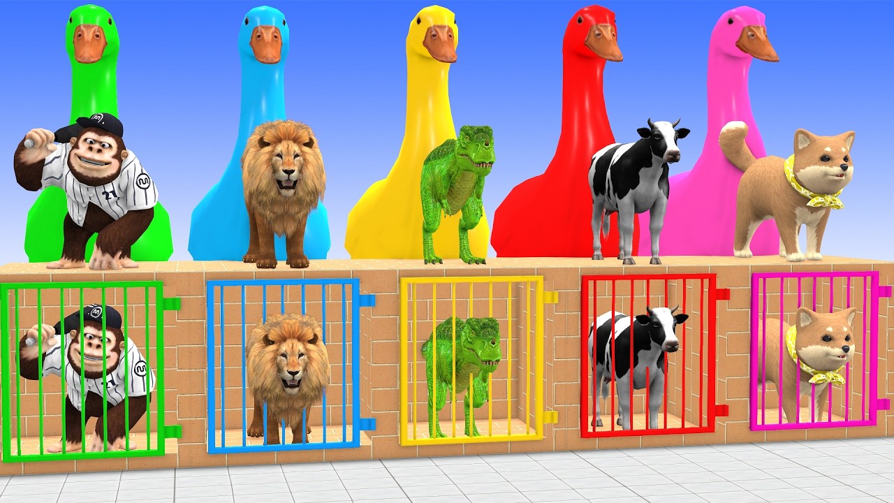 Long Slide Game With Cow Elephant Gorilla Hippopotamus Tiger 3d Animal Game Funny 3d Animals