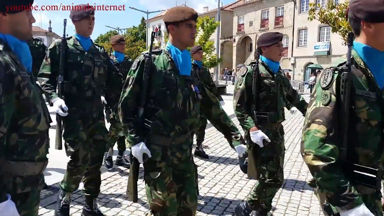 Military march. RI13. Portuguese Army. NATO. Vila Real. Portugal. 2017