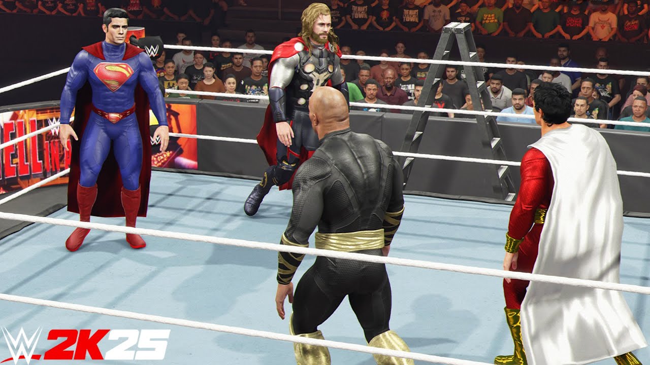 Супермен и Тор против Чёрного Адама и Шазама | Битва богов - WWE 2K25 PS5 [4K]