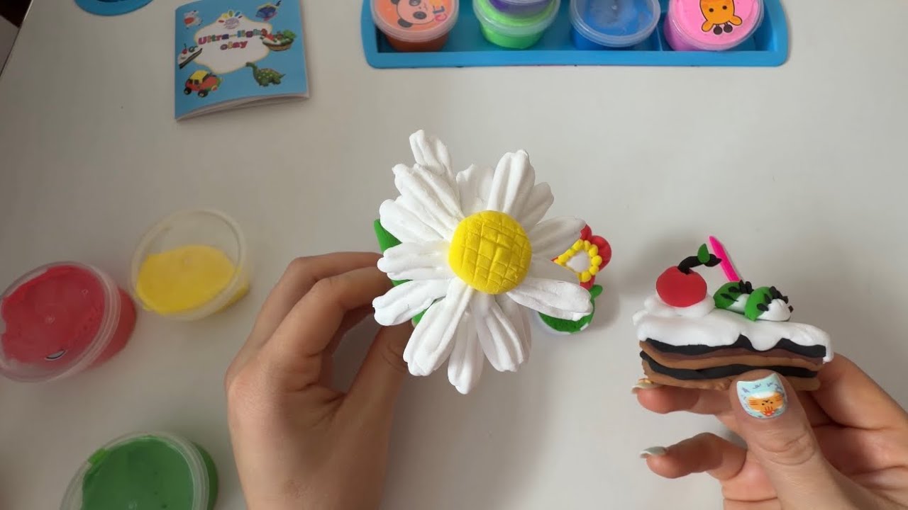 ASMR make flowers and cake by dry clay 