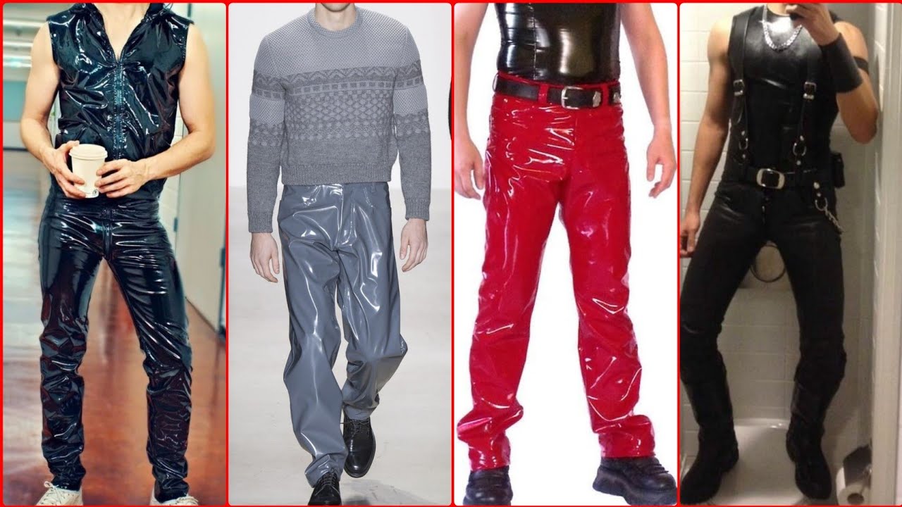 Most decent and trendy latex pants for men's // men's latex clothing ideas