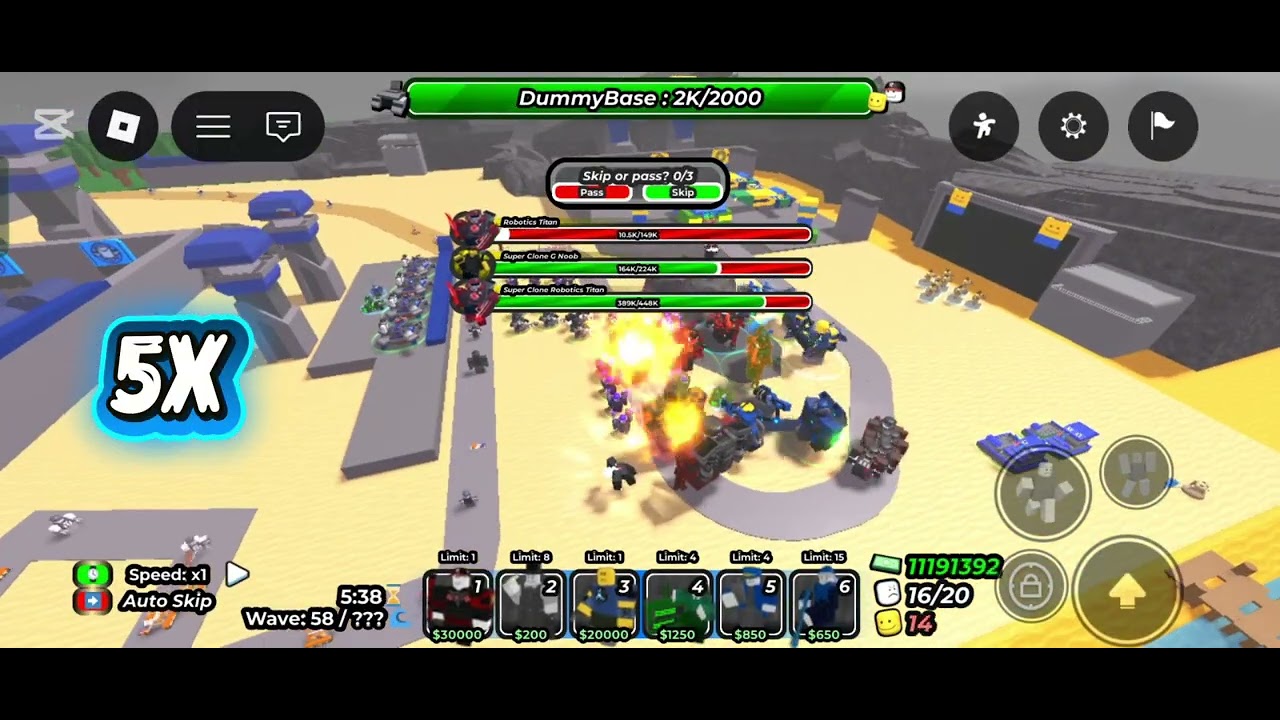 ✅Reaching wave 60 on endless mode in dummy defense😎