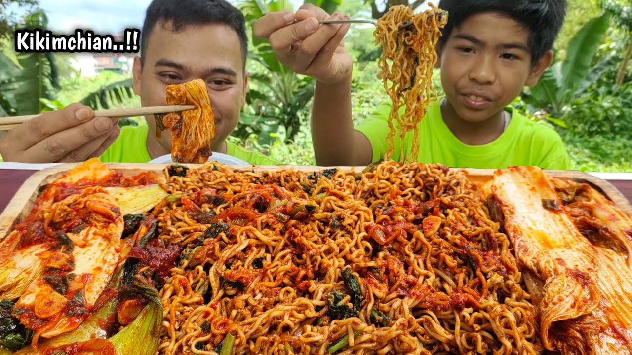 MUKBANG KIKIMCHIAN SAWI PUTIH BUMBU KOREA + MIE GORENG CUP, NIKMAT SAMPAI KEKENYANGAN