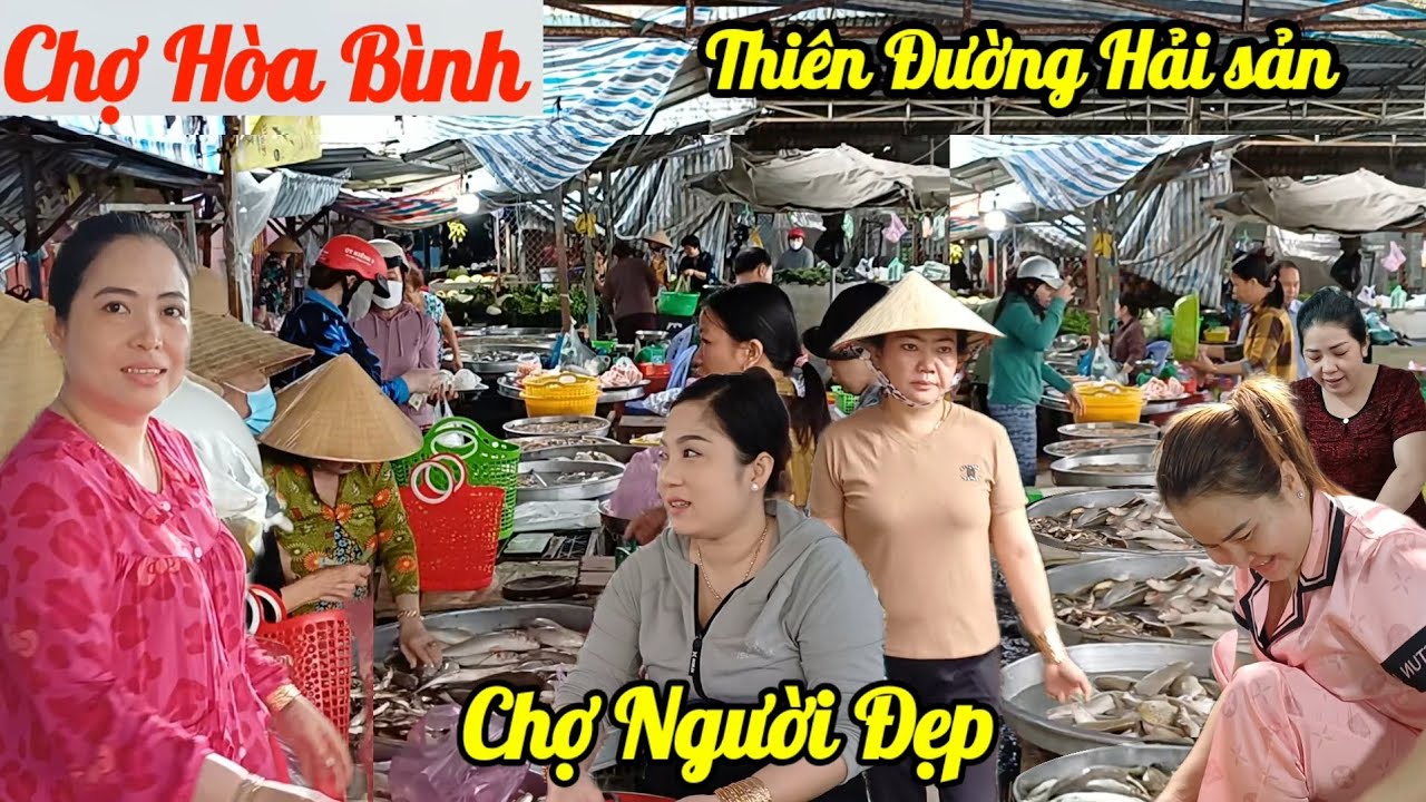 Gặp Cô gái Đẹp Hút Hồn tại Chợ Hòa Bình - Bạc Liêu, bà con chen nhau mua Hải Sản giá rẻ