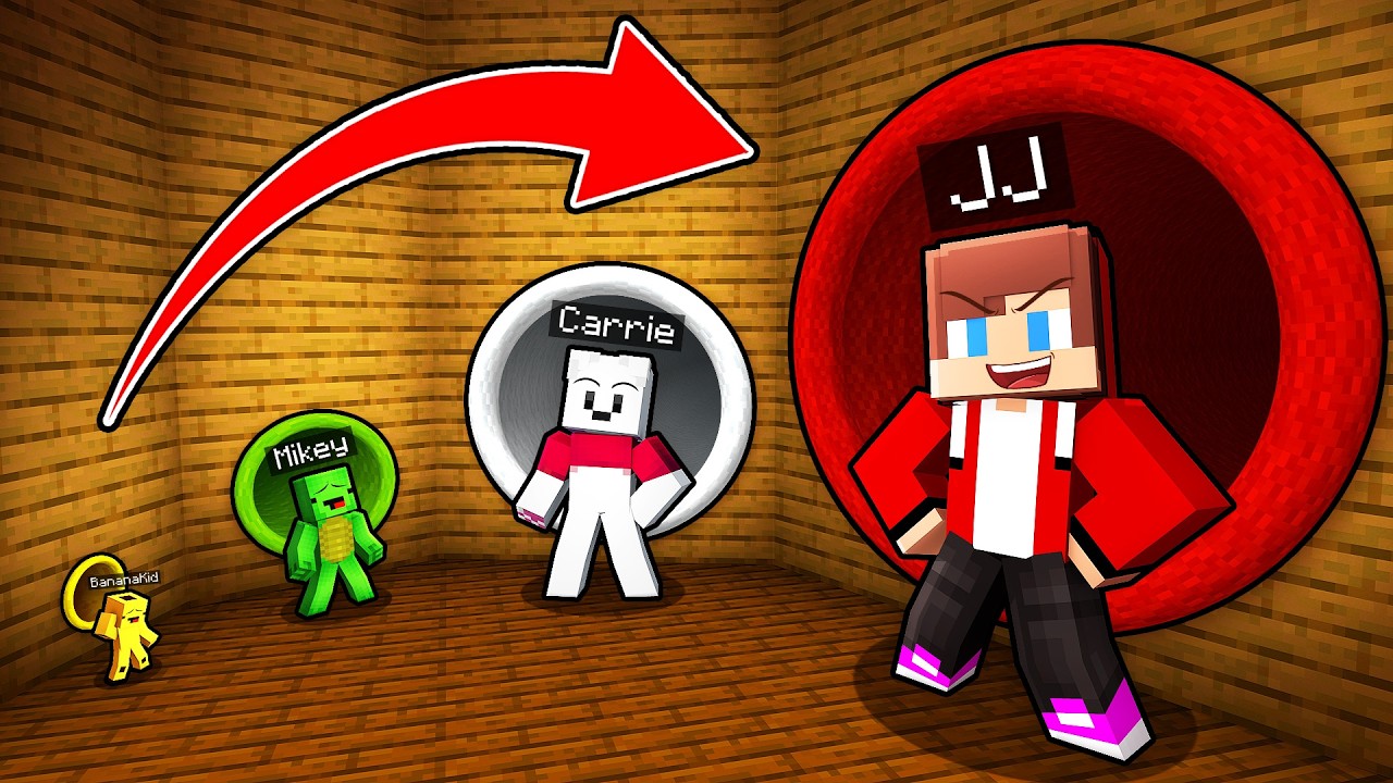 Mikey & JJ Maizen - from TINY to GIANT Tunnel Challenge in Minecraft
