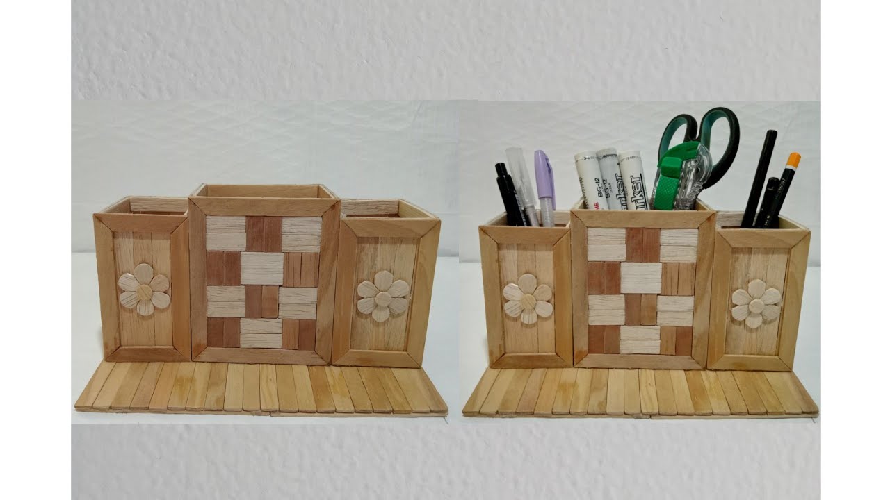 Membuat tempat Pensil dari Stik Es Krim