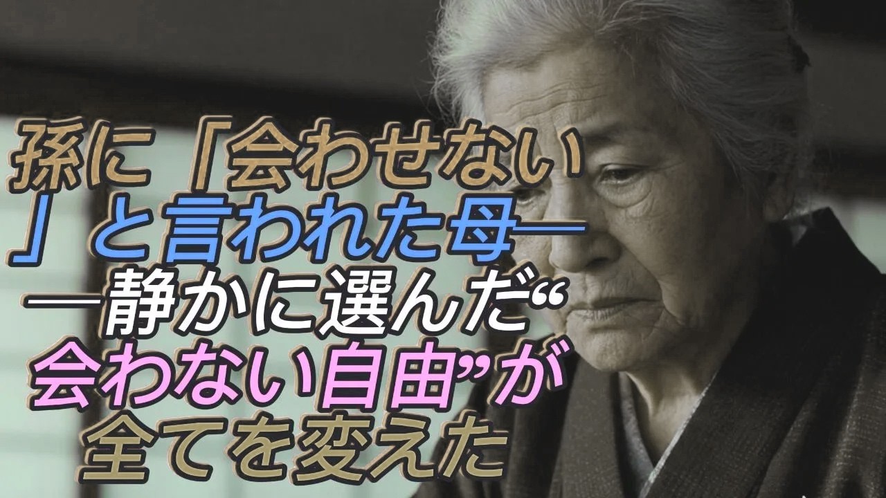 「会わなくていい」──孫に会わせないと言われた母は、静かに“会わない自由”を選びました。その結果…