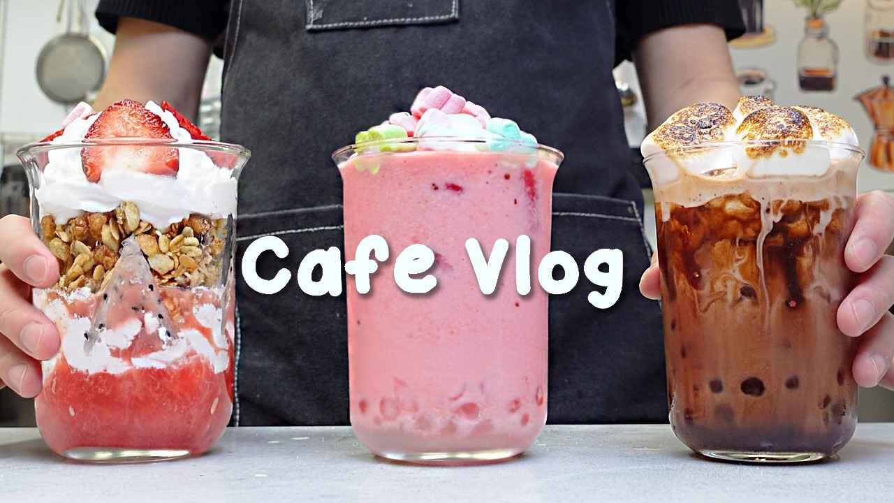 ☀️보기만 해도 시원한 수박 스무디🍉지치고 힘들 땐 음료 ASMR로 힐링해요/카페브이로그/Cafe Vlog/ASMR/Tasty Coffee