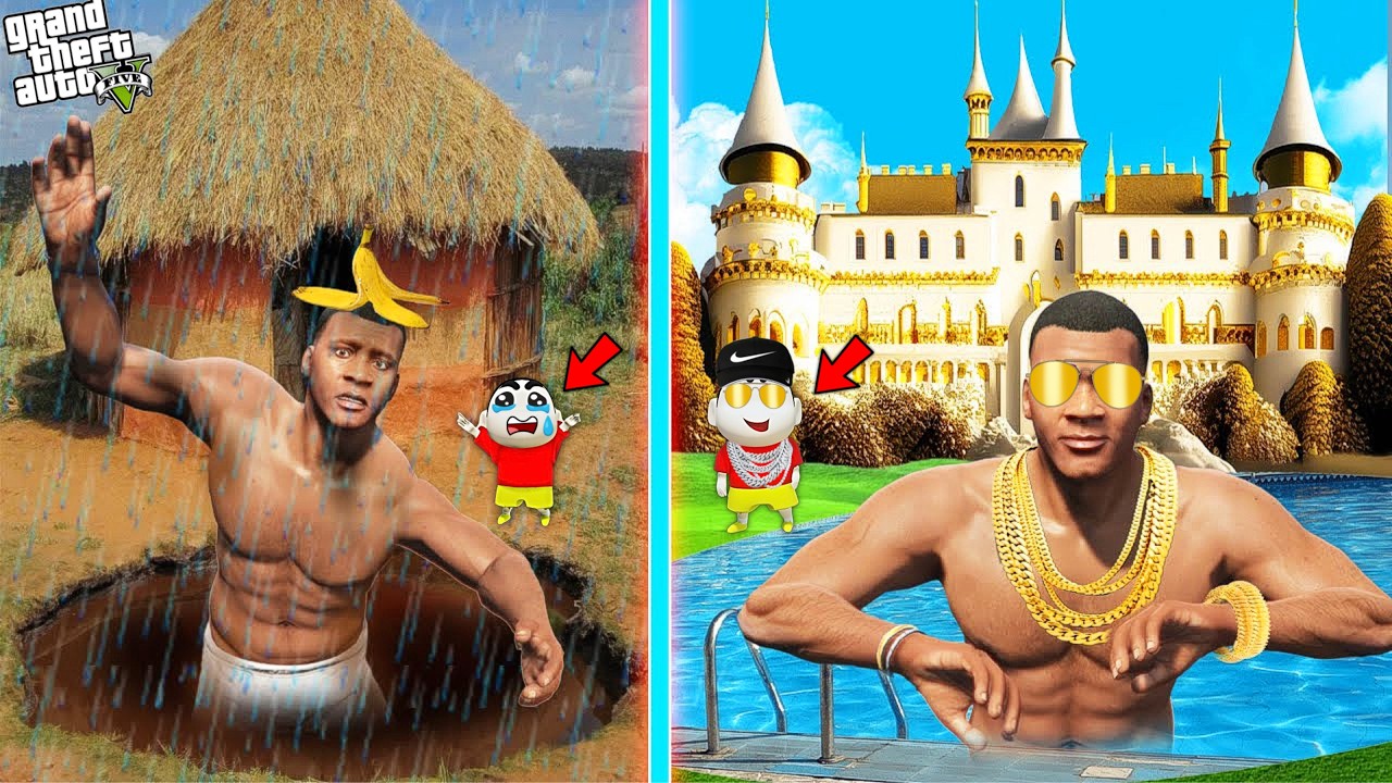 SHINCHAN & FRANKLIN POOR LIFE 😰 TO RICH LIFE  SHINCHAN GOT SUPER CARS 🚗 AND 1000000 💰IN GTAV