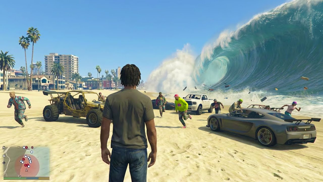 There is something VERY wrong with this lobby in GTA 5 Online... (tsunami?!)