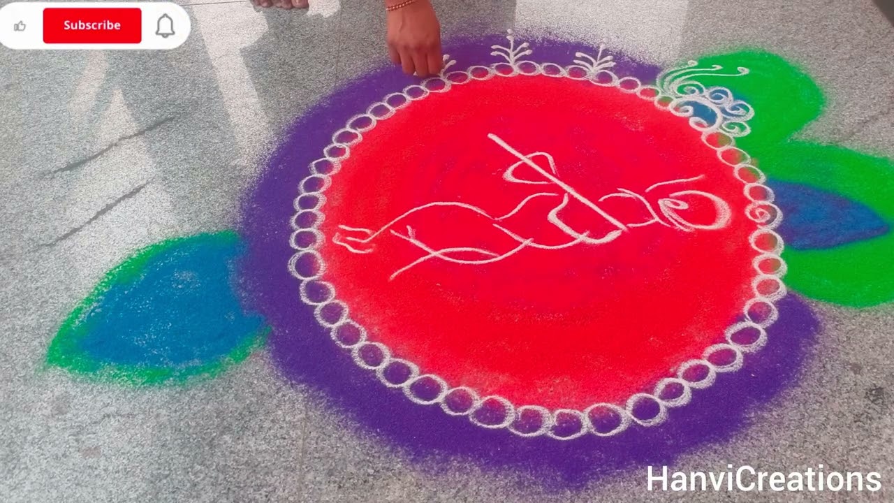 Holi rangoli of radha krishna ||holi special rangoli||rangoli designs with colours||festival rangoli