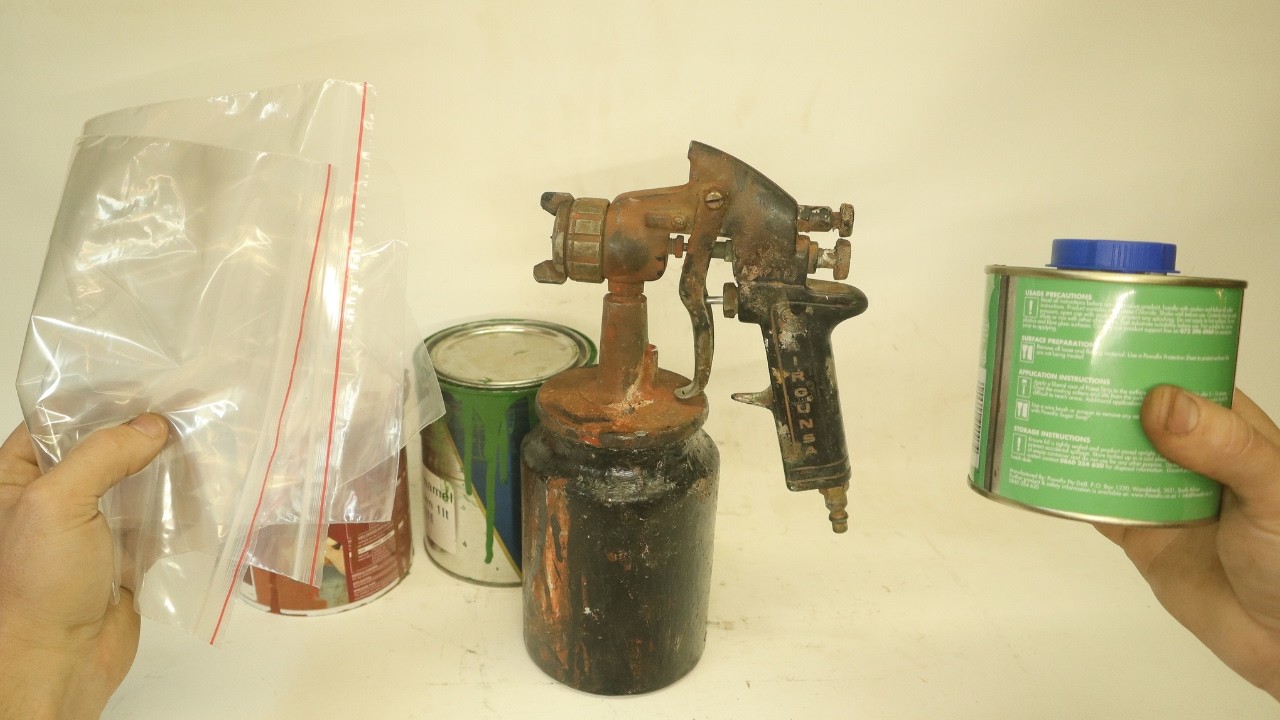 Will paint stripper and plastic bags save this vintage Japanese spray paint gun?