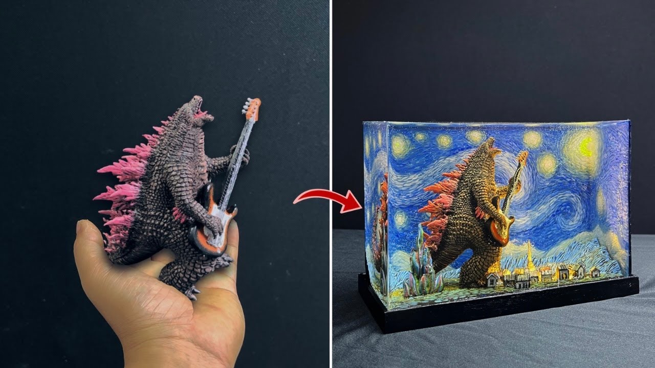 How To Make Godzilla Night Lamp / Clay / Resin Art