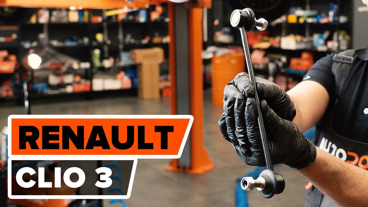 How to change front anti roll bar link on RENAULT CLIO 3 [TUTORIAL AUTODOC]