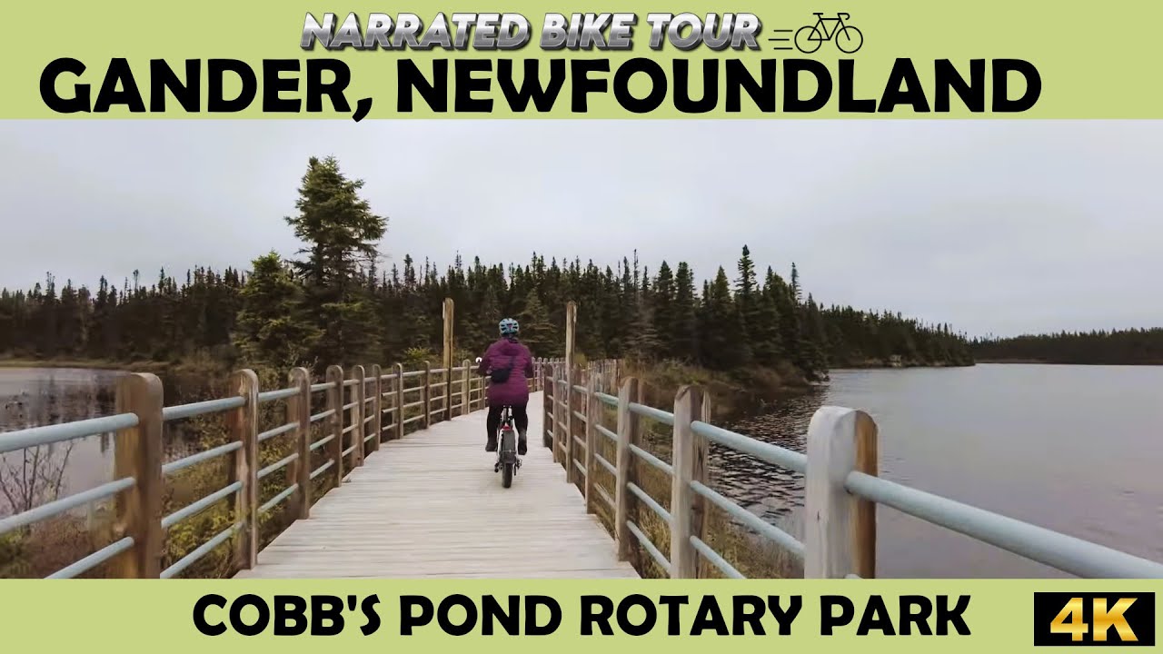 🚴‍♀️ Gander, Newfoundland - Cobb’s Pond Rotary Park  🌲🌊 4K Bike Ride