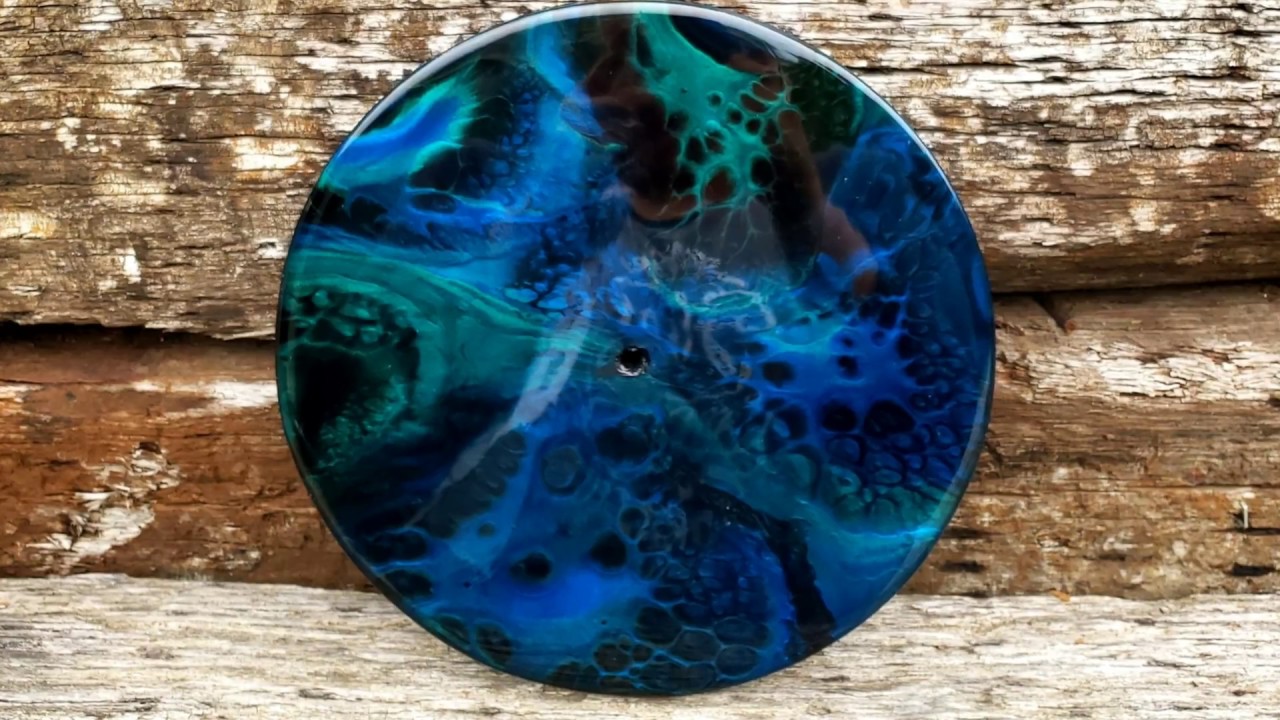 Resin Pour Painting- Black & Blue Clock