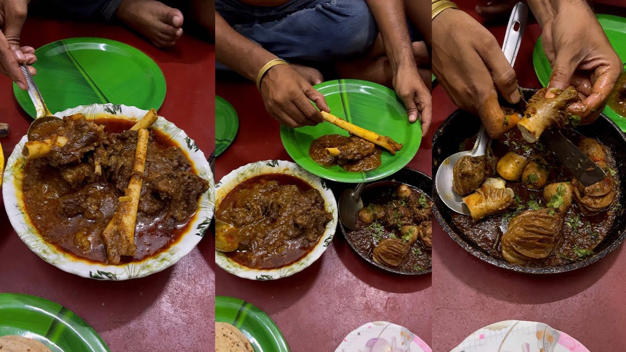 Mutton Curry | Mutton Chusta | Roti | Rice | Onion & Green Chilli | 😀👌